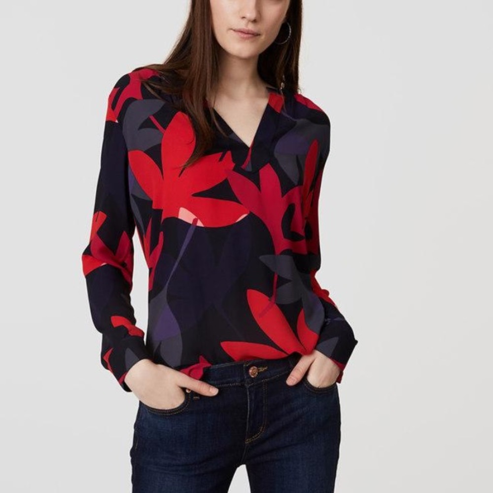 LOFT Floral Split Neck Tunic
